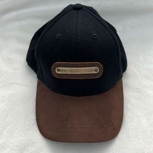 Walt Disney World Theme Park Black Ball Cap Brown Suede slide Back Strap